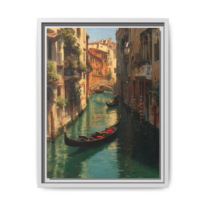 Venice wall art framed canvas print in a white wood frame