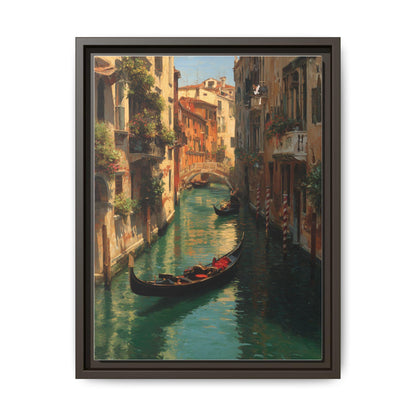 Venice wall art framed canvas print in an espresso wood frame