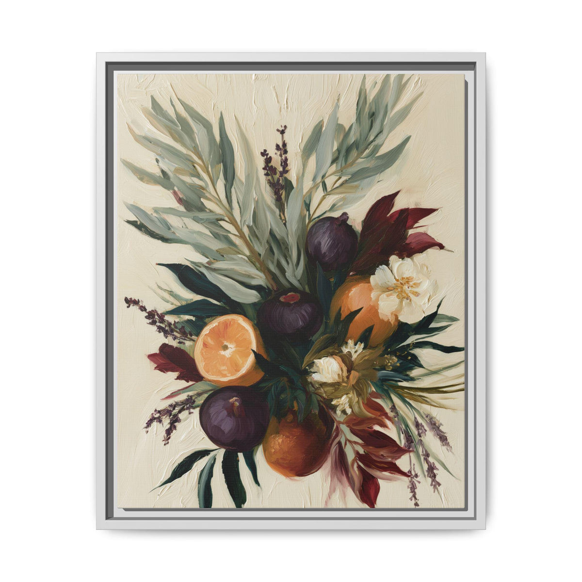 William Morris wall art framed canvas print in a white wood frame