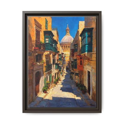 Valletta wall art framed canvas print in an espresso wood frame