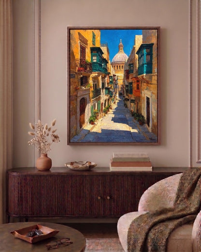 Valletta framed canvas hand-framed in solid wood, ready to hang out of the box