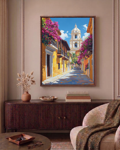 Cartagena framed canvas printed on cotton and hand-framed in solid wood