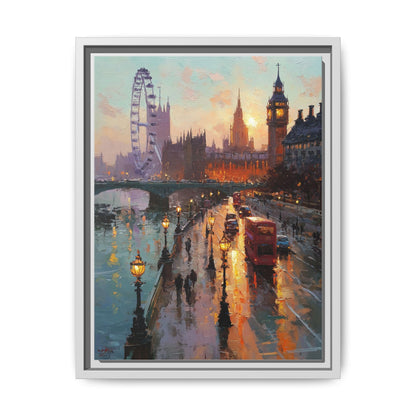 Big Ben wall art framed canvas print in a white wood frame