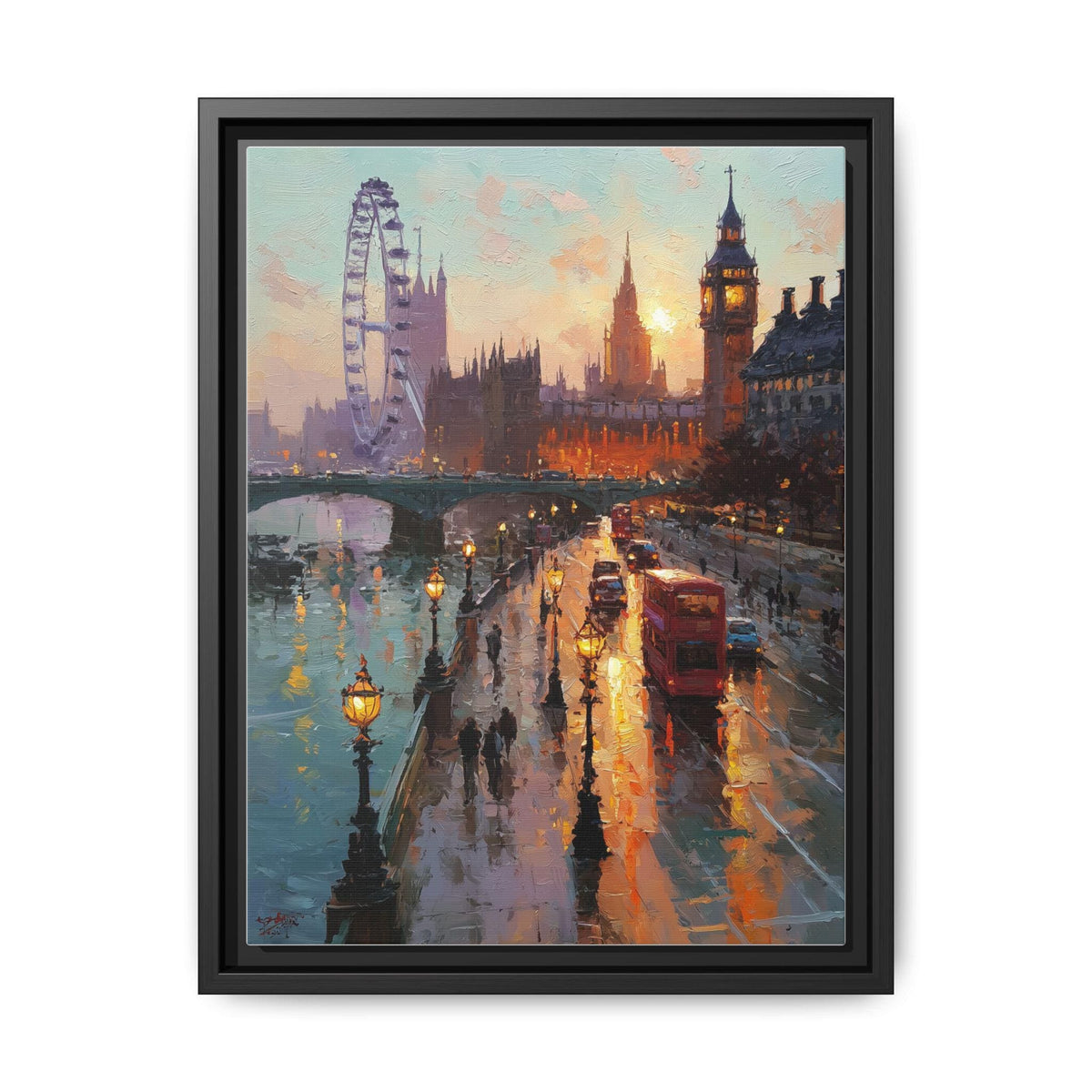 Big Ben wall art framed canvas print in a black wood frame