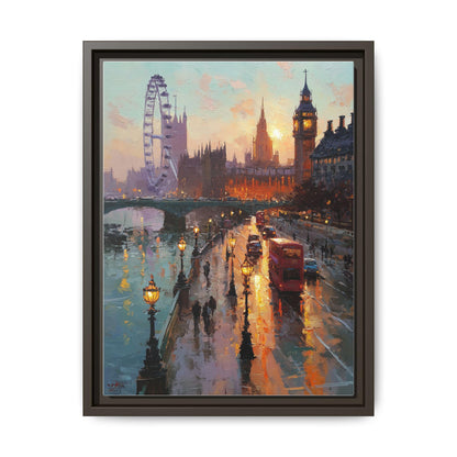 Big Ben wall art framed canvas print in an espresso wood frame