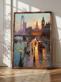 Big Ben wall art: the clock tower above the Thames at golden hour, framed canvas print