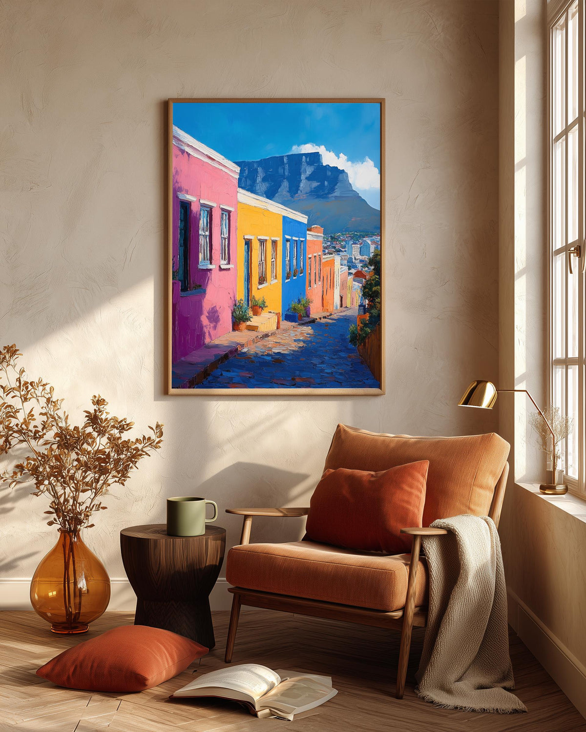 Oil-painting style Bo-Kaap street made to order on cotton canvas