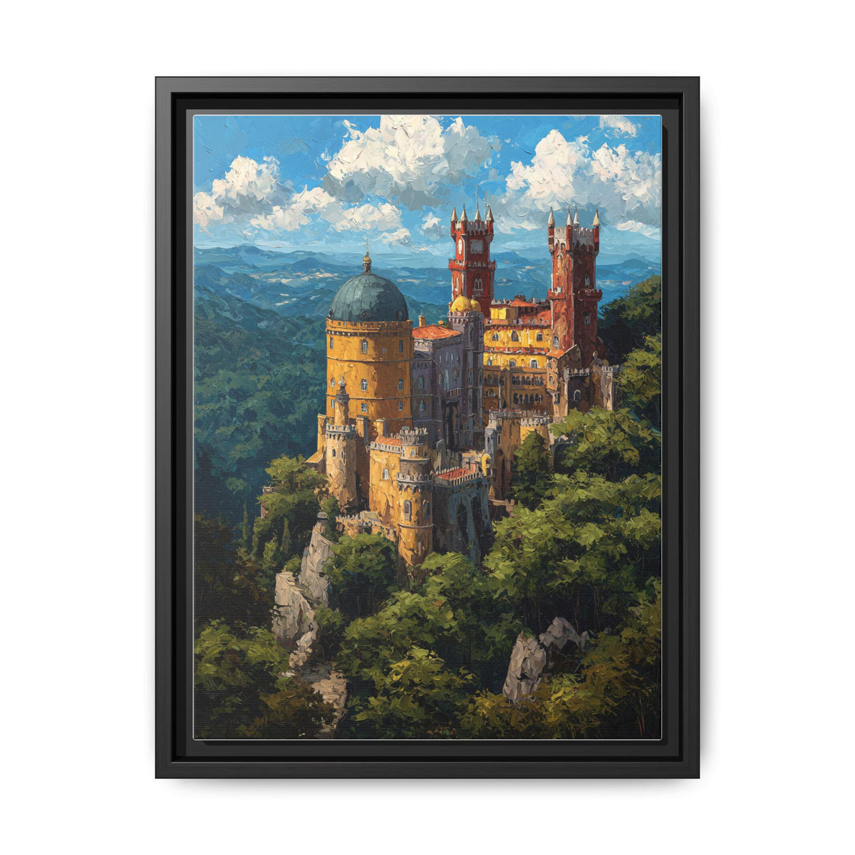 Sintra wall art framed canvas print in a black wood frame