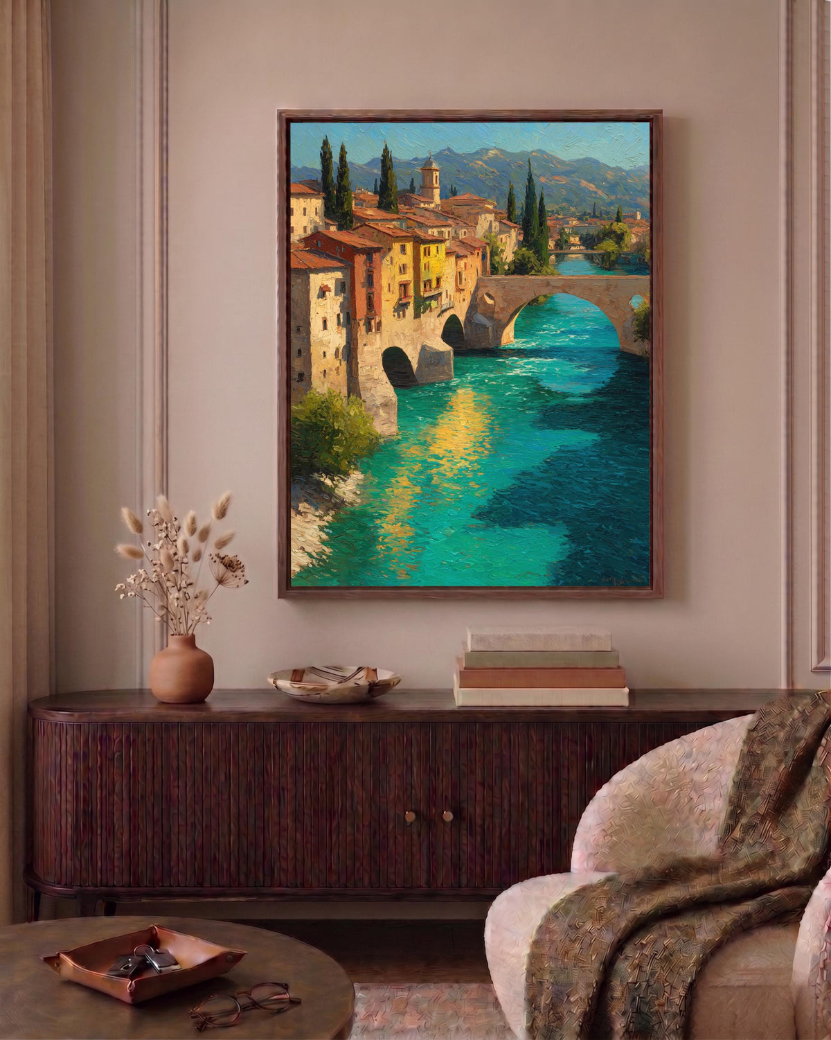 Verona framed canvas in a handmade solid wood frame, ready to hang