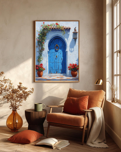 Moroccan canvas print on cotton canvas, framed in solid wood and ready to hang