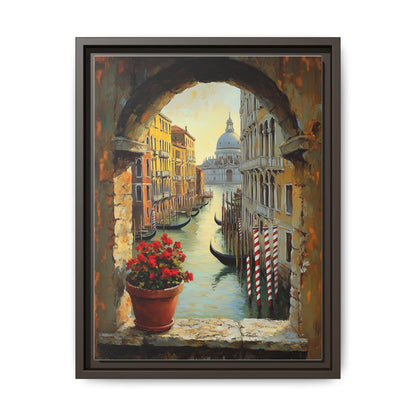 Venice art framed canvas print in an espresso wood frame