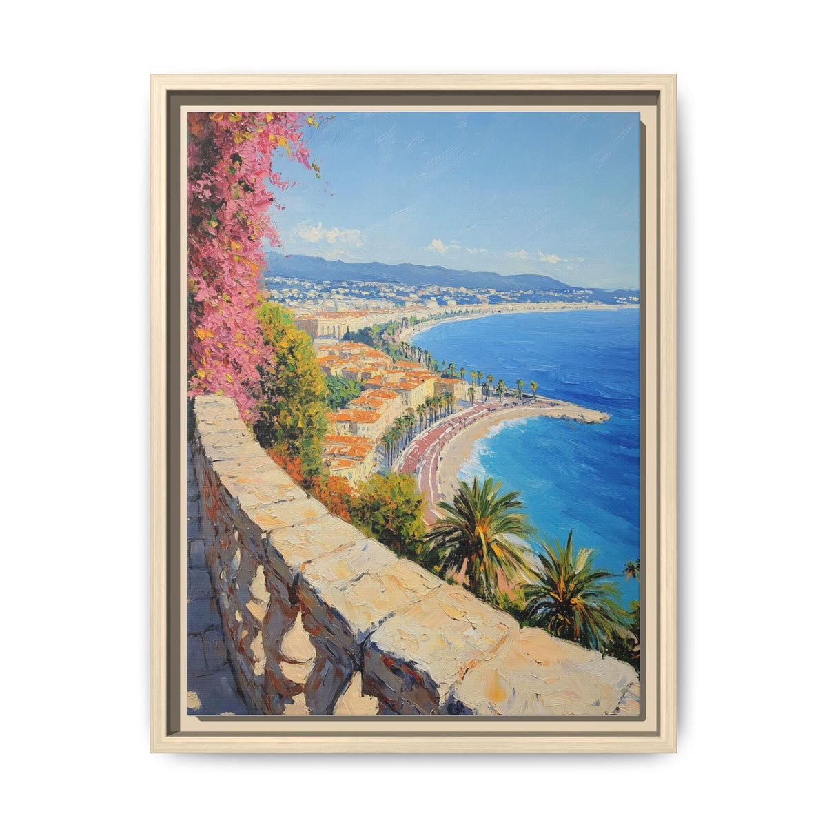 Nice wall art framed canvas print in a natural wood frame
