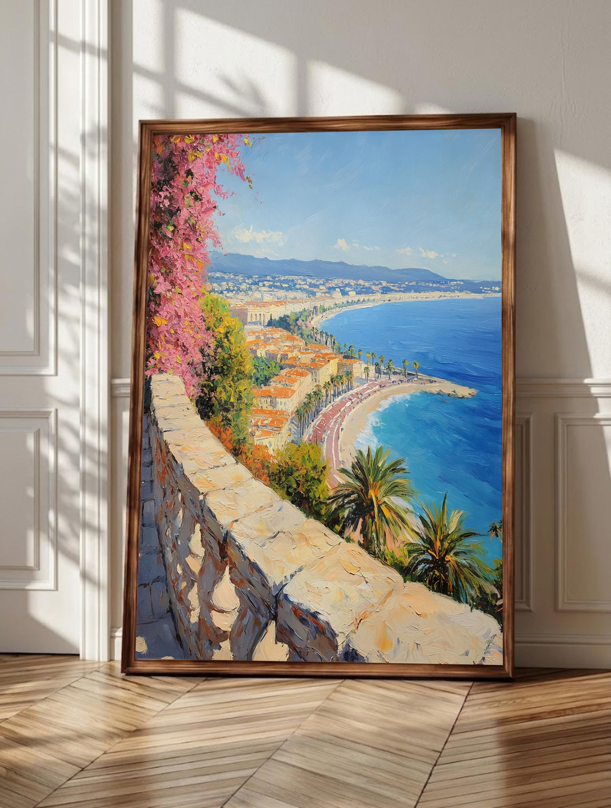 Nice wall art: the old city of Nice bathed in warm Cote d'Azur Mediterranean light