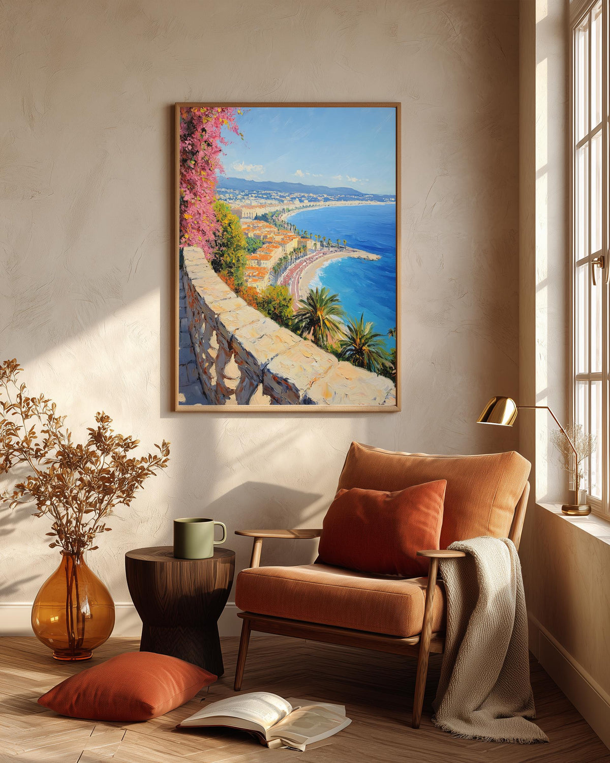 Oil-painting style coastal print on cotton canvas, ready to hang