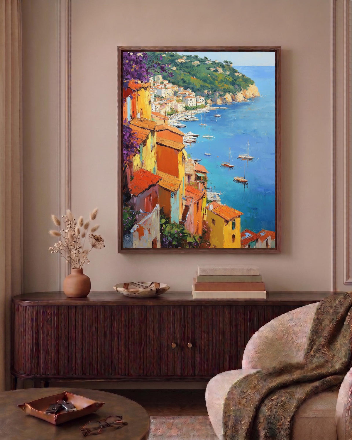 Painterly Cote d'Azur art on cotton canvas, made to order in seven sizes