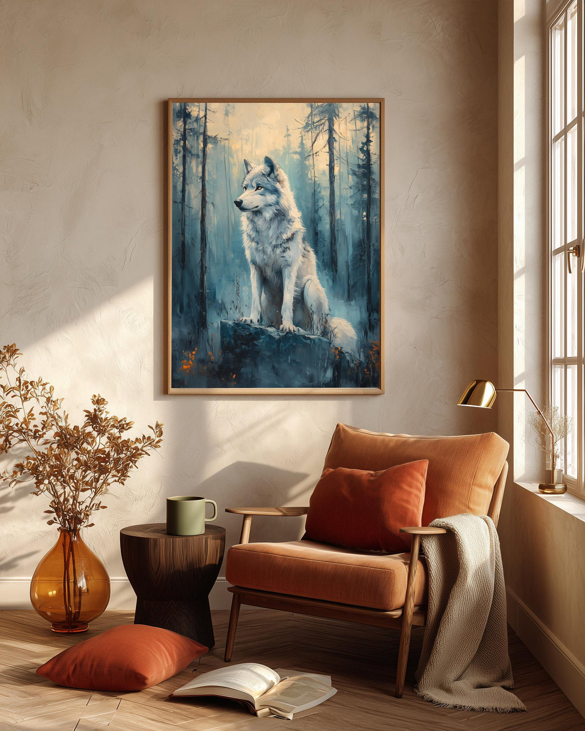 Oil-painting style animal art on cotton canvas, made to order in seven sizes