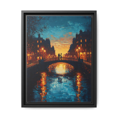 Dublin wall art framed canvas print in a black wood frame