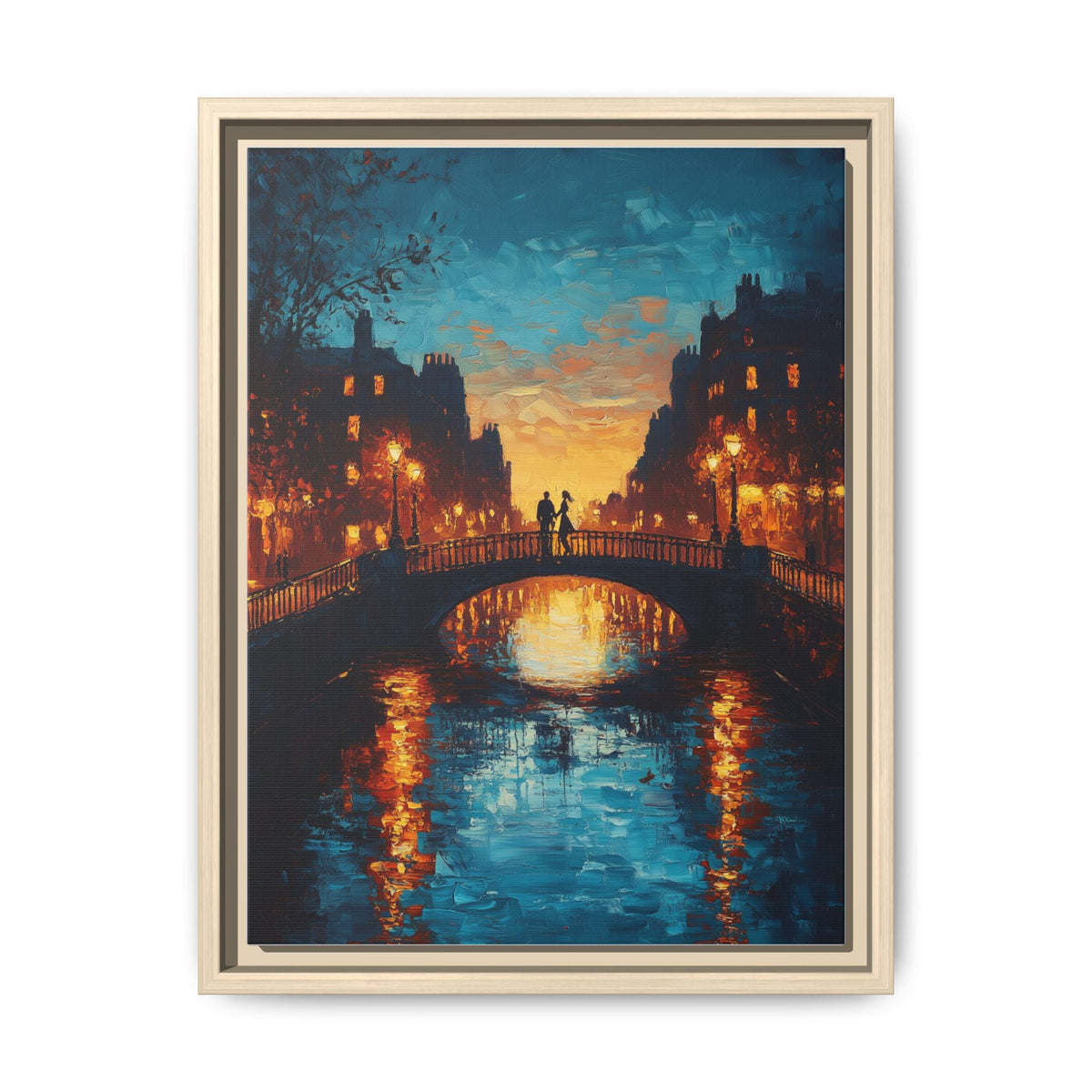 Dublin wall art framed canvas print in a natural wood frame