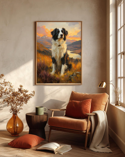 Border Collie canvas print made to order on cotton canvas by Cenzio Atelier