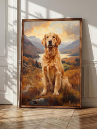 Golden Retriever wall art: a golden painted in warm brushwork with steady, soft eyes