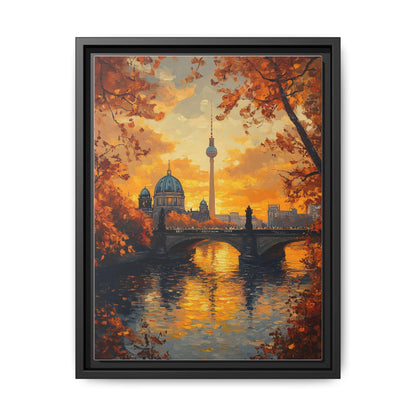 Berlin wall art framed canvas print in a black wood frame