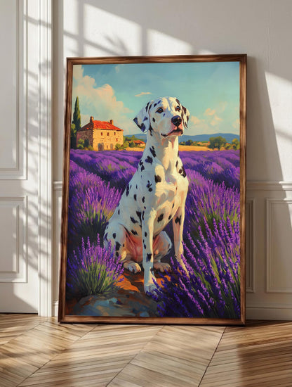 Dalmatian wall art: a spotted Dalmatian painted in loose oils, every mark catching light