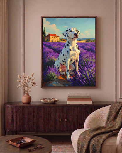 Dalmatian framed canvas hand-framed in solid wood, made to order