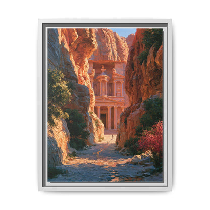 Petra wall art framed canvas print in a white wood frame