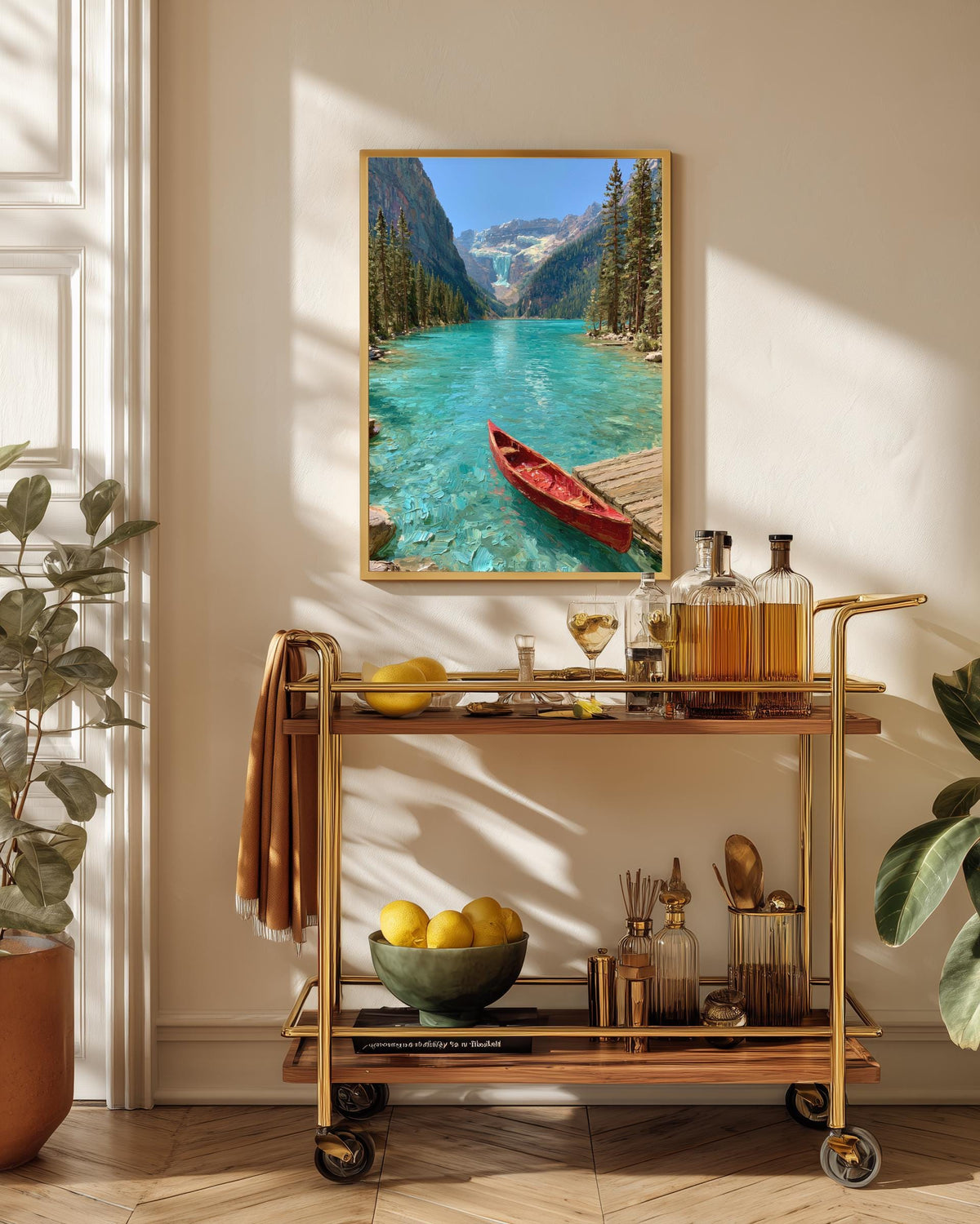 Lake Louise Wall Art — painterly canvas art, hand-framed in solid wood