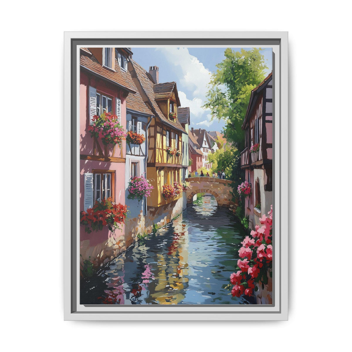 Colmar wall art framed canvas print in a white wood frame