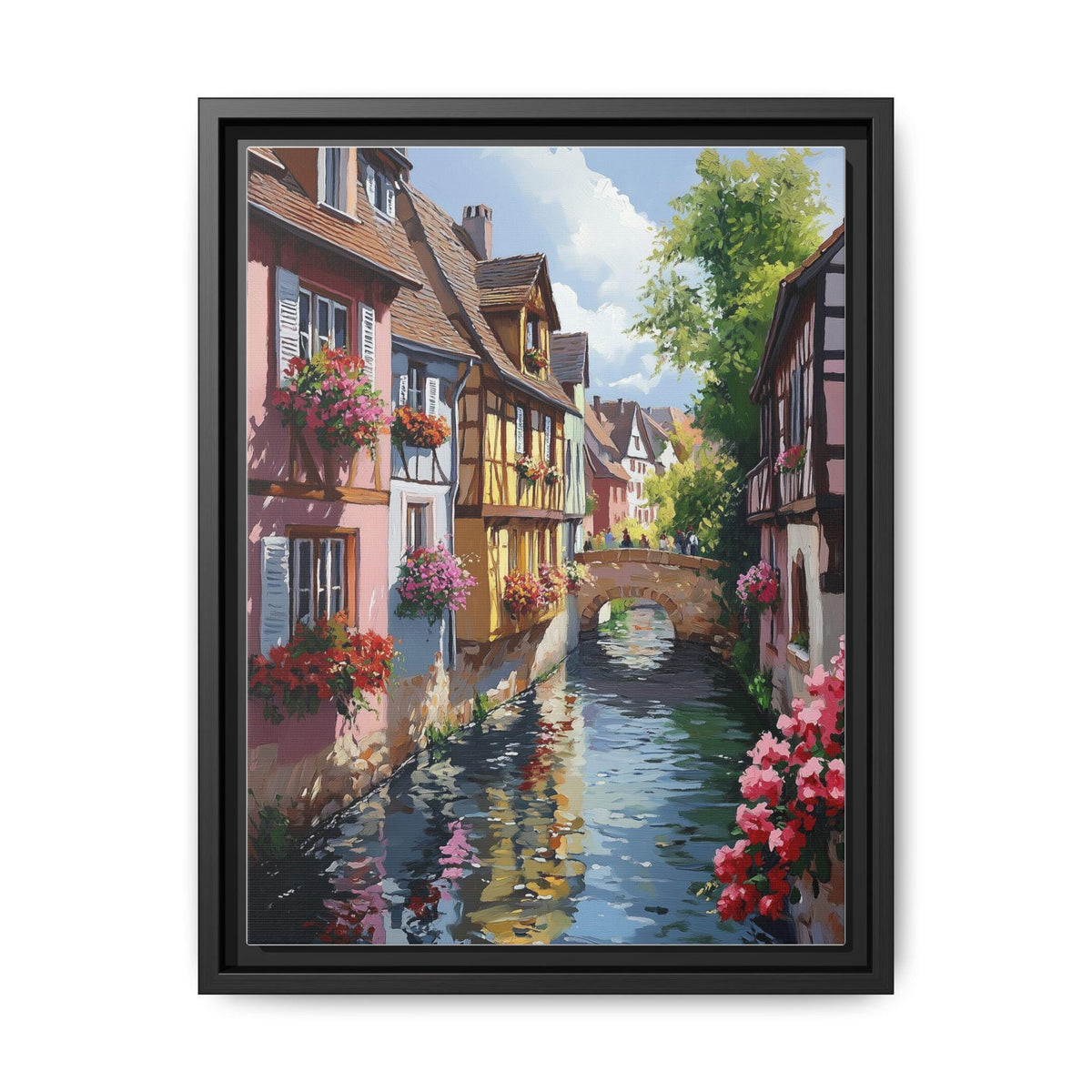 Colmar wall art framed canvas print in a black wood frame