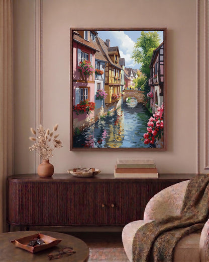 Colmar framed canvas on cotton, hand-framed in solid wood and ready to hang