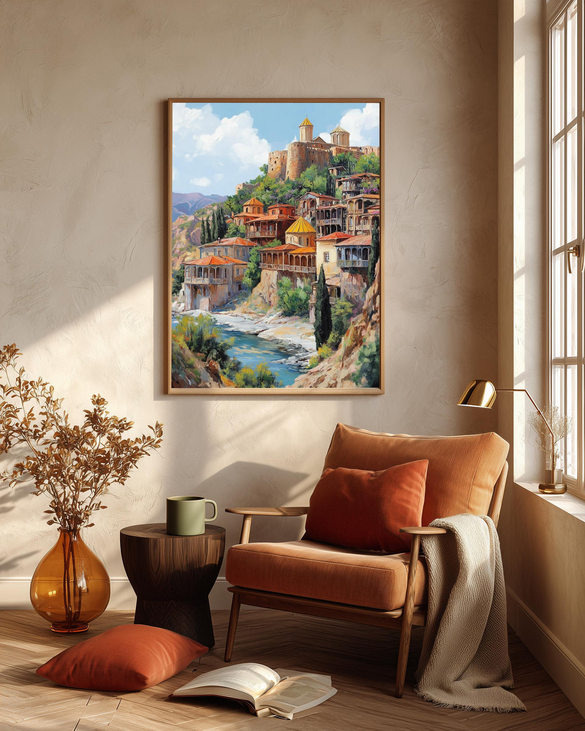 Oil-painting style Tbilisi art on cotton canvas, made to order in seven sizes