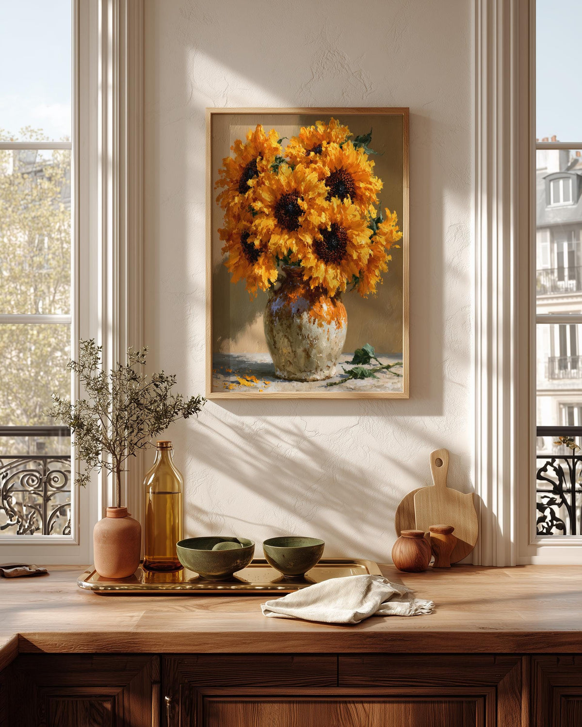 Van Gogh inspired floral art on cotton canvas, made to order in seven sizes