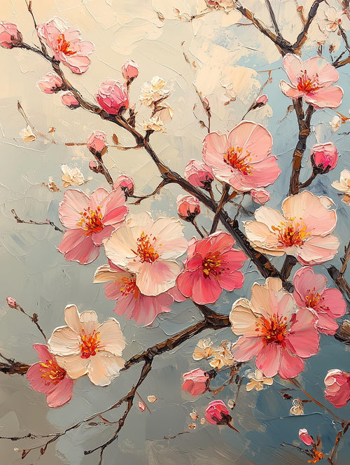 Cherry blossom wall art: a sakura branch in full spring bloom, framed canvas print