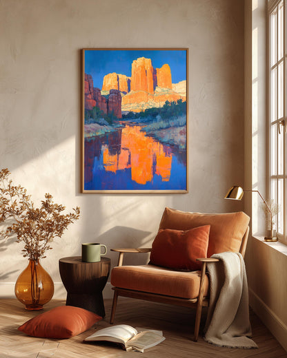Sedona framed canvas print in a handmade solid wood frame, ready to hang