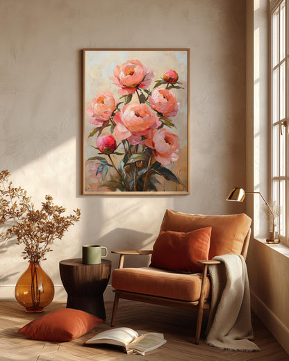 Floral framed canvas art printed on cotton canvas and framed in solid wood
