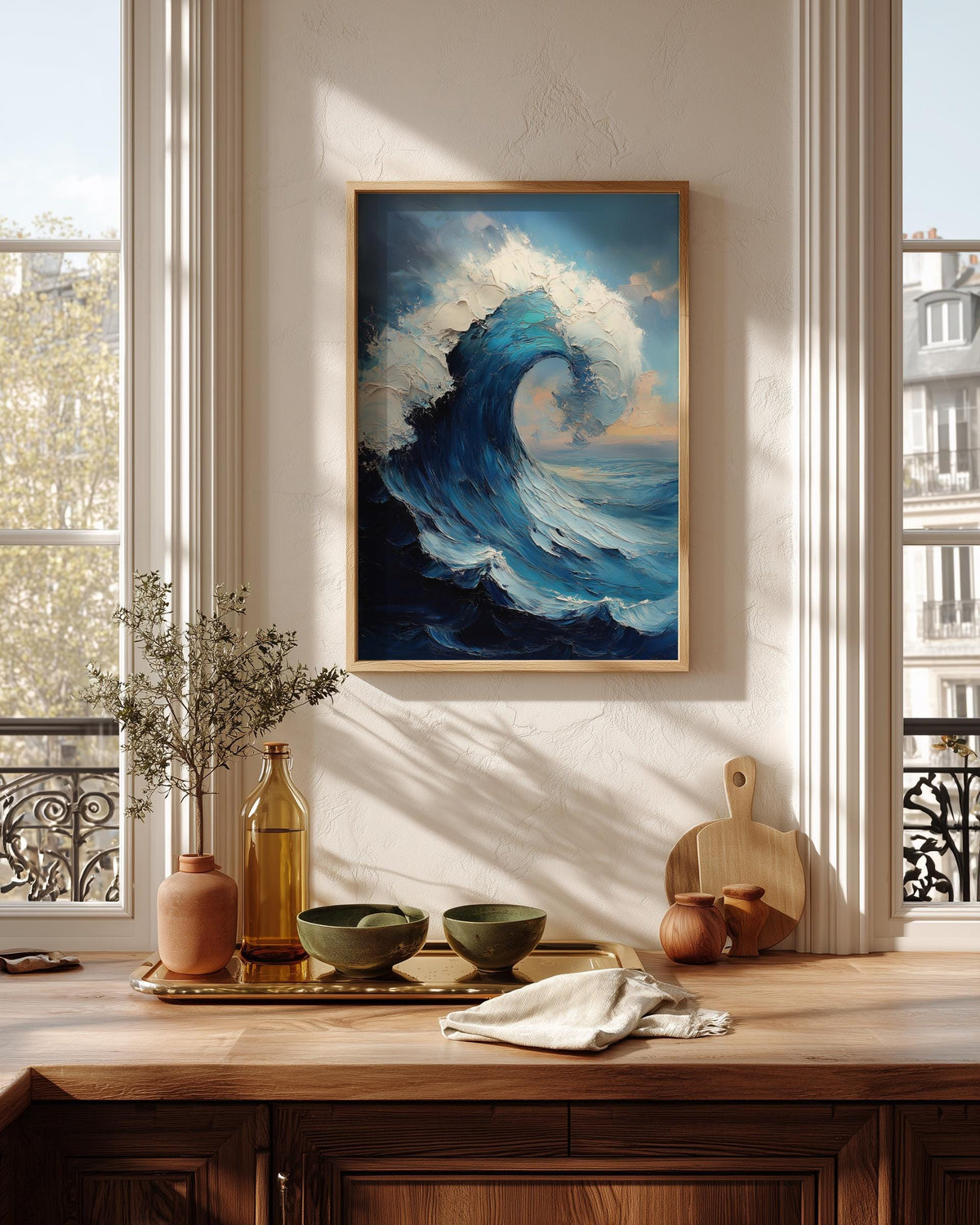Oil-painting style seascape printed on cotton canvas, ready to hang
