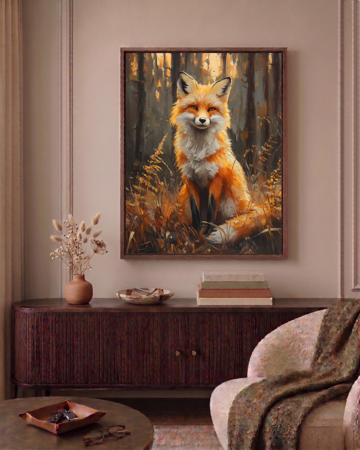 Oil-painting style woodland animal portrait, made to order and ready to hang