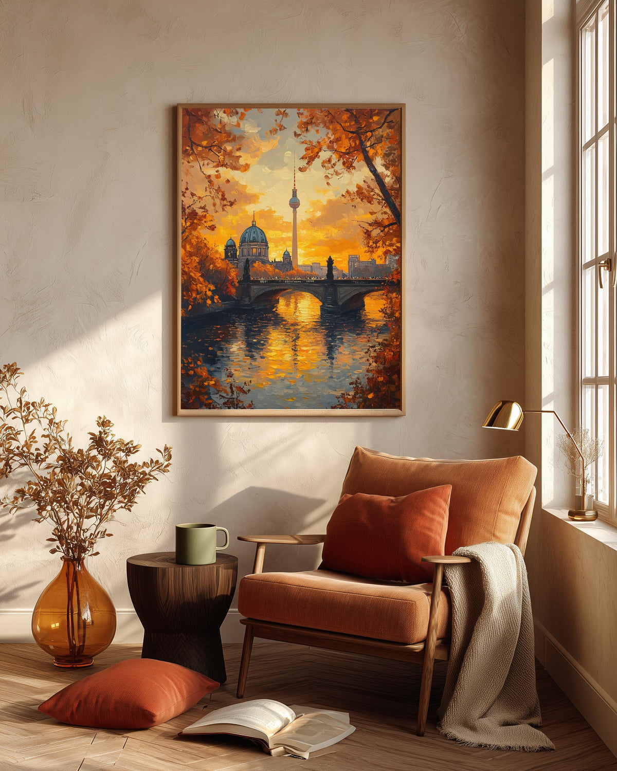 Oil-painting style Berlin skyline made to order on cotton canvas