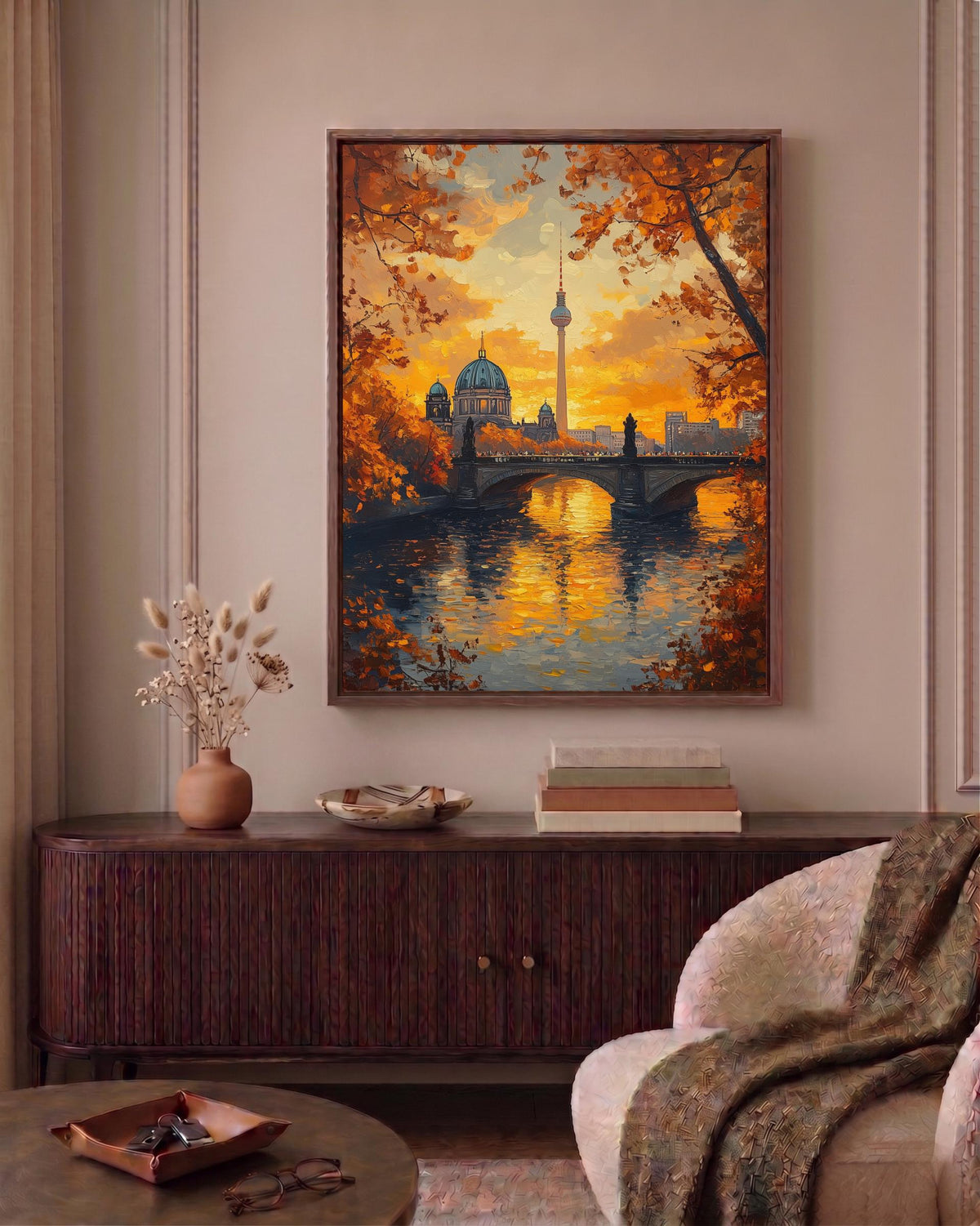 Germany cityscape framed canvas art set in a solid wood frame, ready to hang