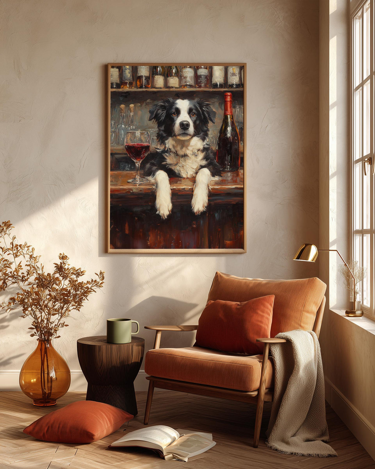 Oil-painting style collie portrait made to order on cotton canvas