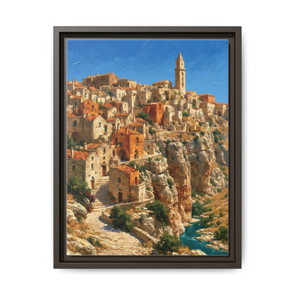Matera wall art framed canvas print in an espresso wood frame