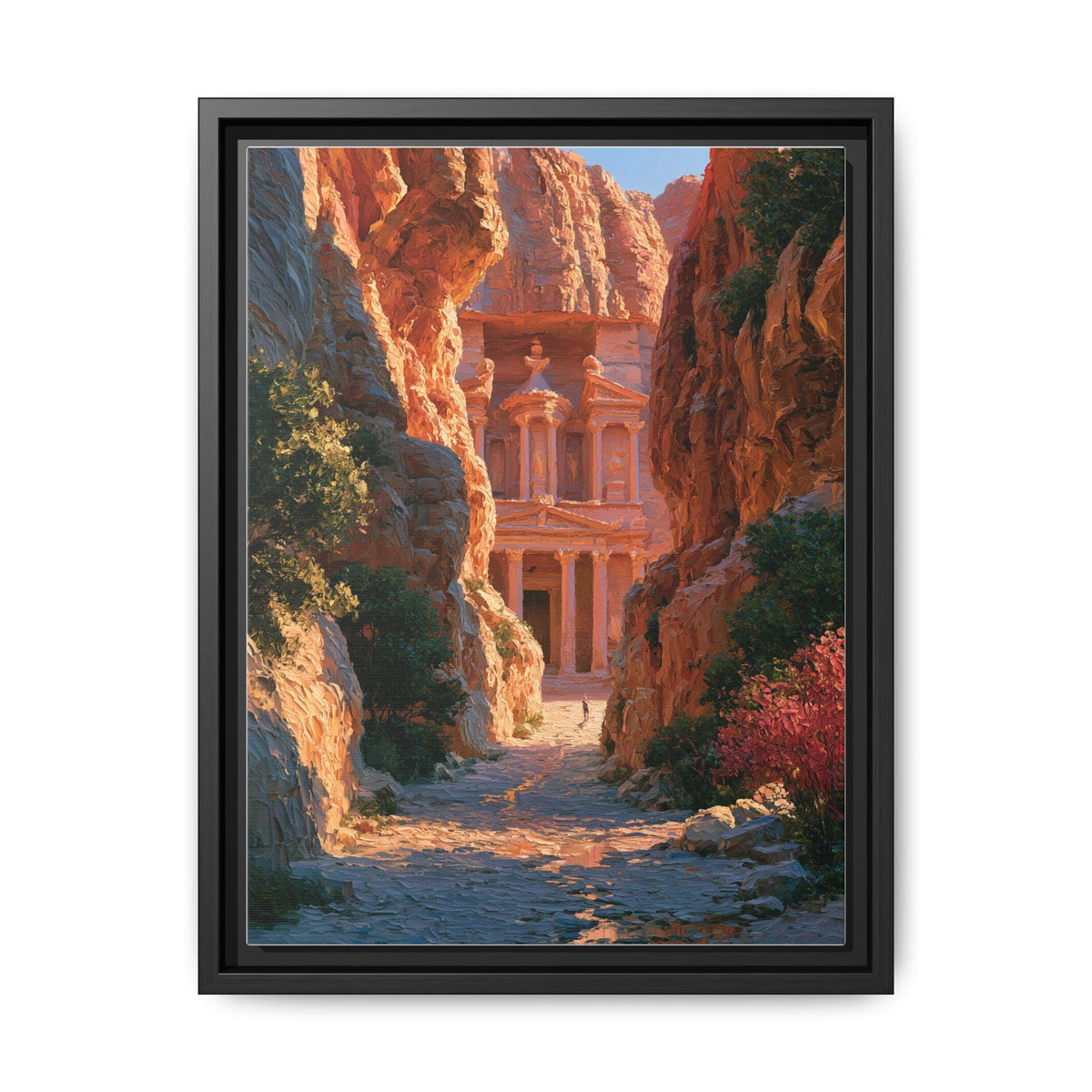 Petra wall art framed canvas print in a black wood frame