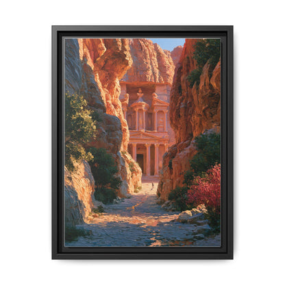 Petra wall art framed canvas print in a black wood frame