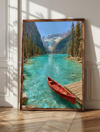 Lake Louise wall art: the lake in bold turquoise and teal, framed canvas print