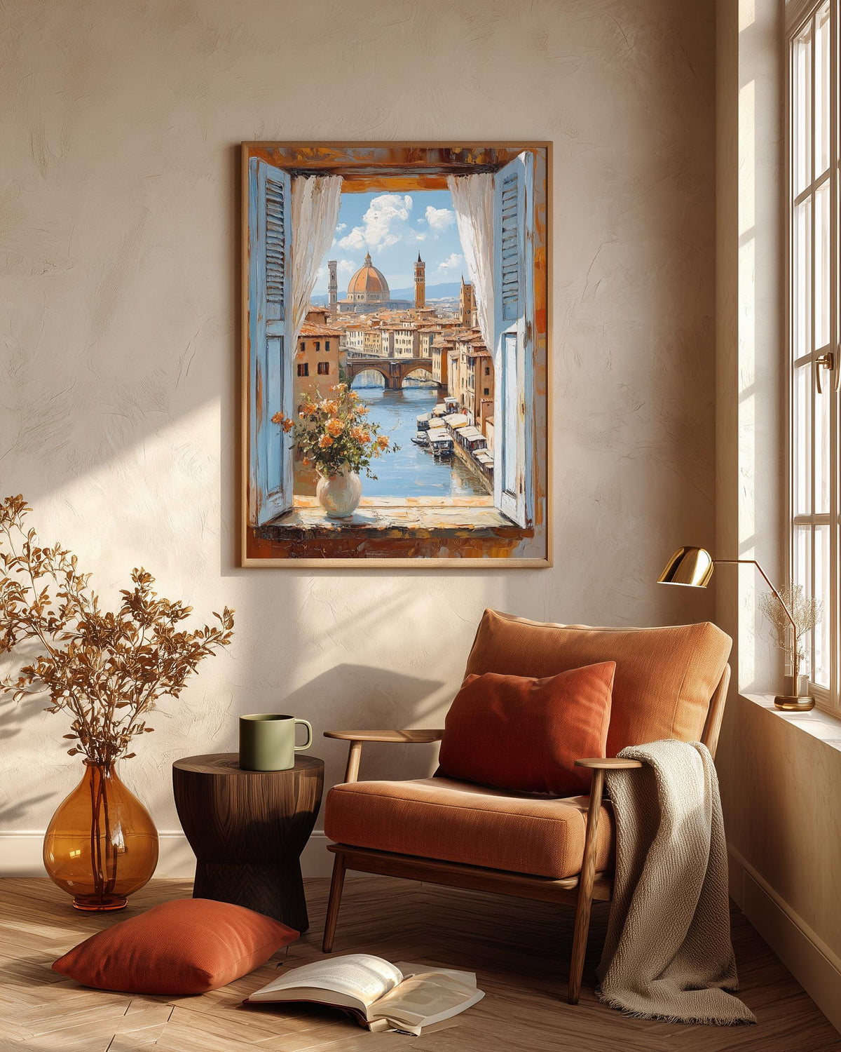 Florence Duomo framed canvas on cotton, hand-framed in solid wood