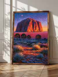 Uluru wall art: the great red monolith rising alone from the Australian desert