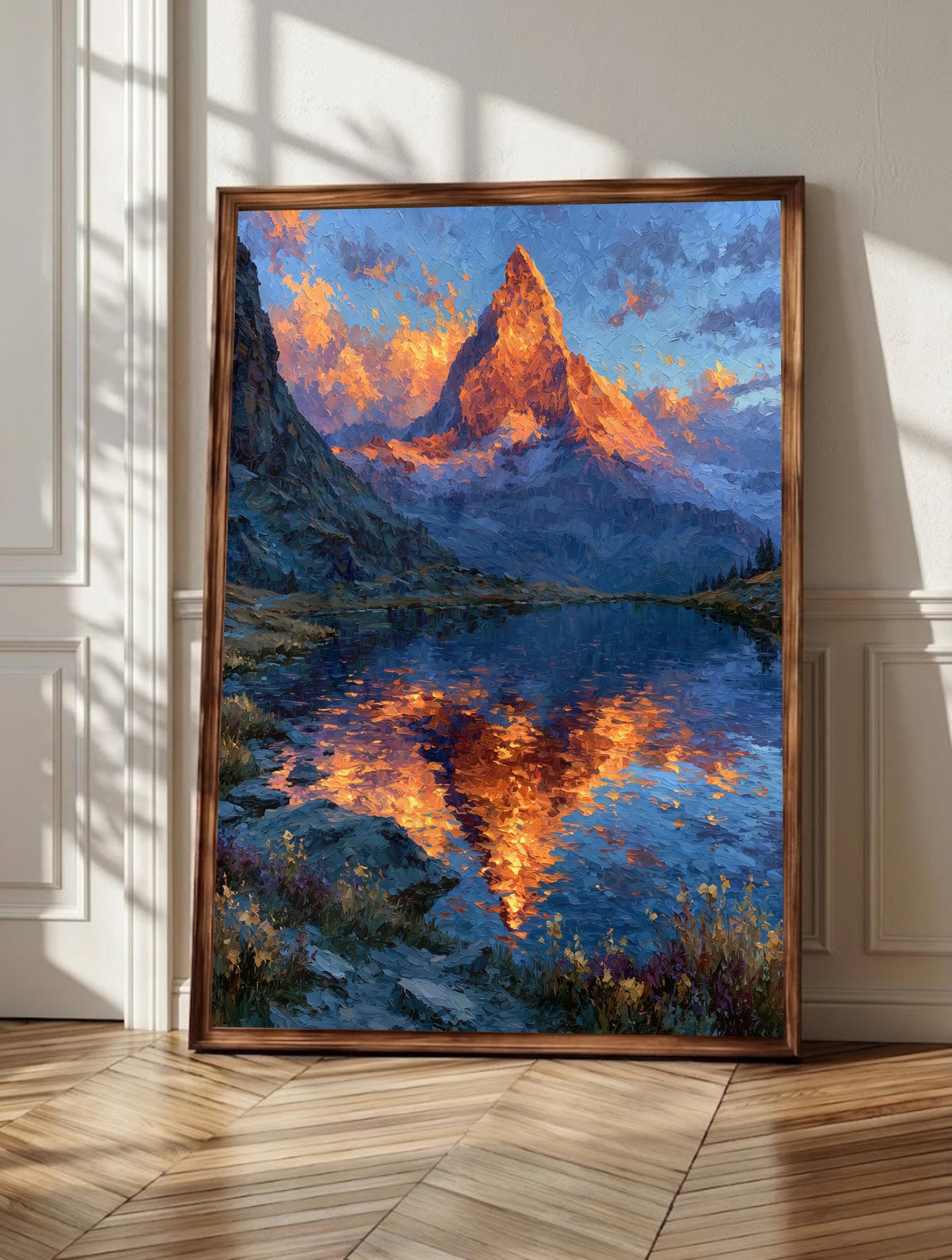Matterhorn wall art: the Swiss peak catching first light above a still lake