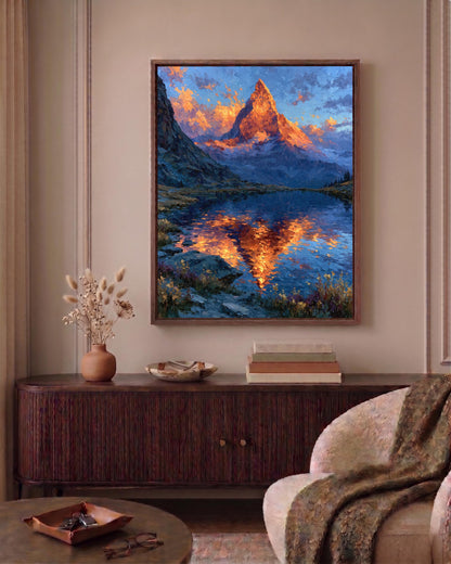 Swiss Alps canvas print on cotton canvas, framed in solid wood and ready to hang